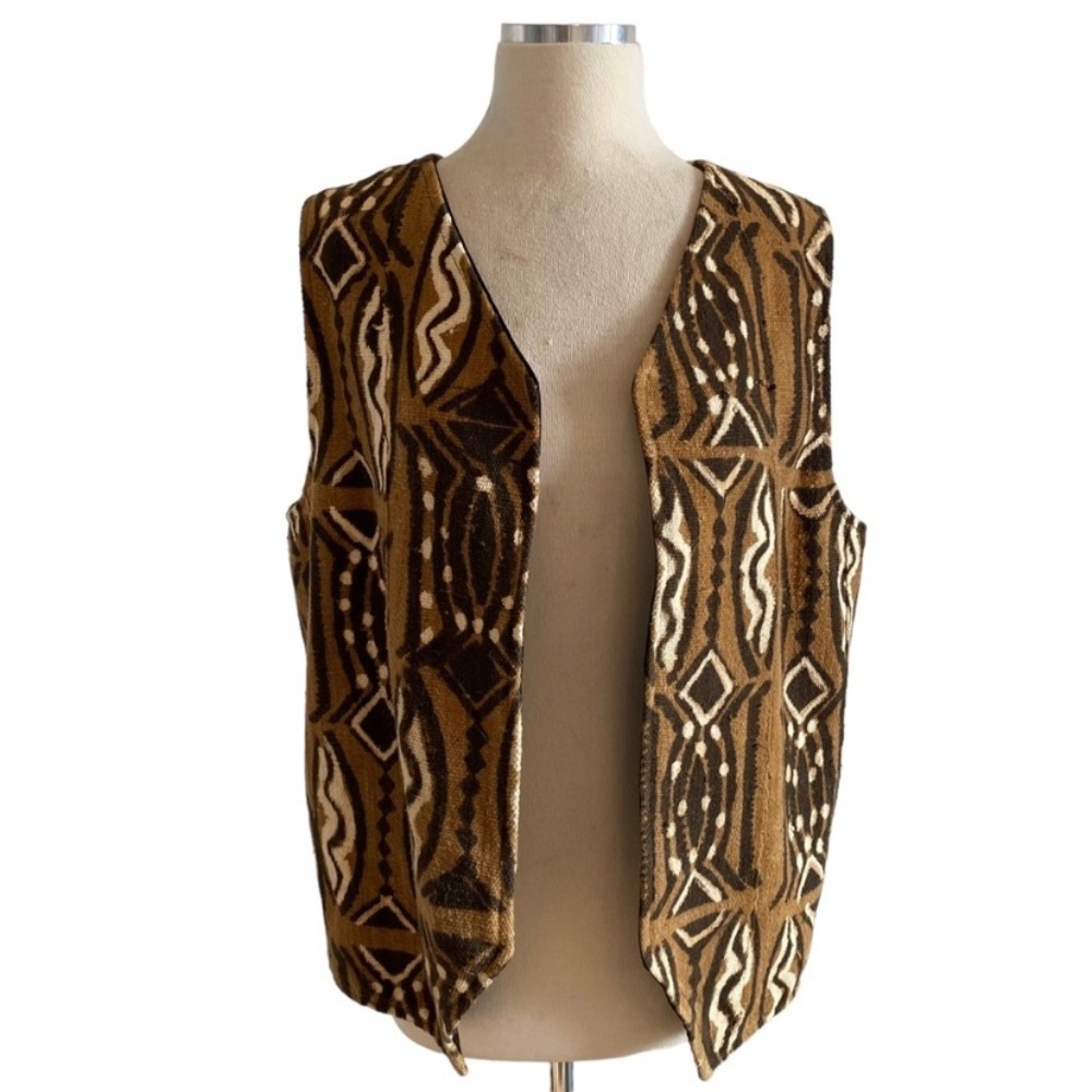 Vintage Tribal Print Textured Tapestry Vest